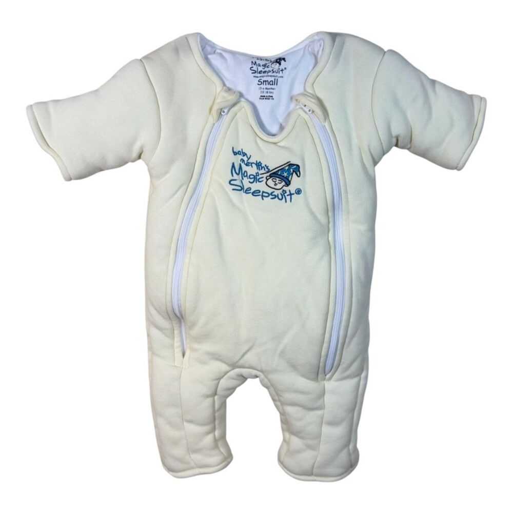 Baby Merlin Magic Sleepsuit Small 3-6 Months Cream Cotton Swaddle Transition EU